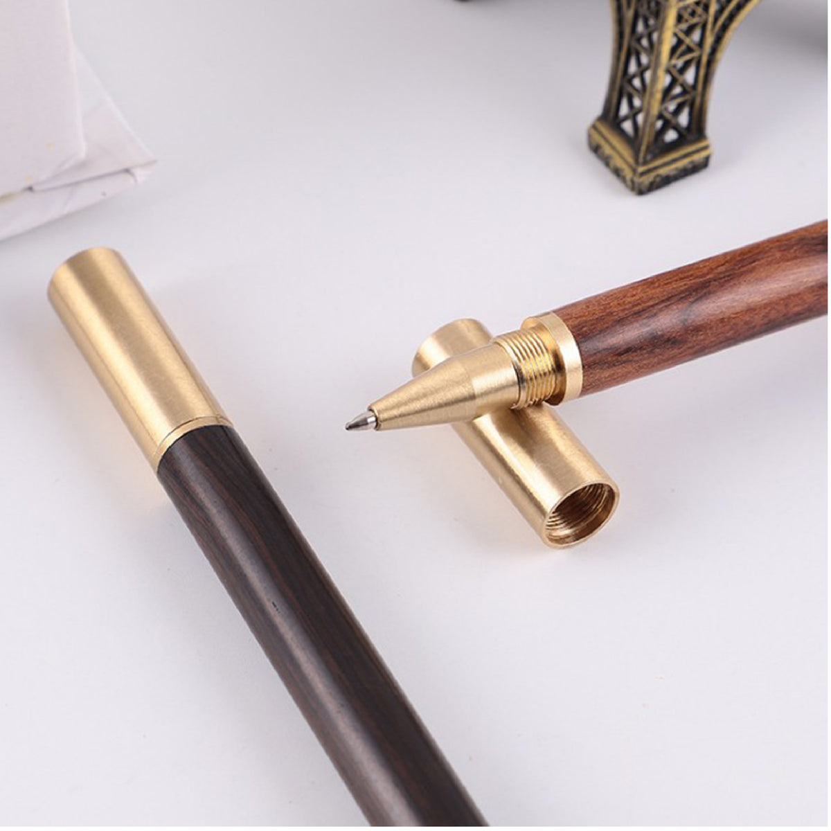Vintage Wooden Pen With Brass Pen Cap
