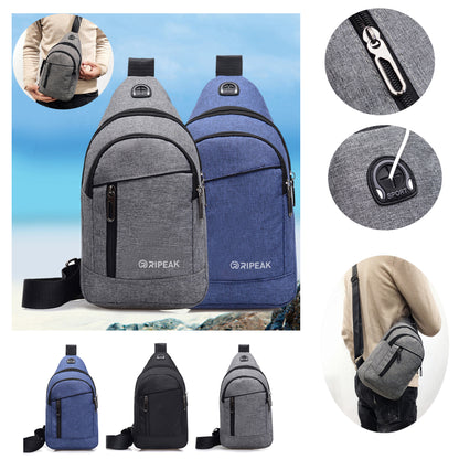 Sling Bag Chest Shoulder Backpack CrossBody Bags Outdoors Biking Bags W/Earphone Hole
