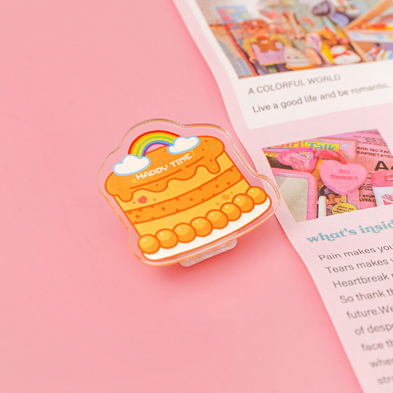 Cake Shaped Acrylic Album Memo Clip Bag Binder Sealing Clip Food Bag Clamp-Two Sides Imprint