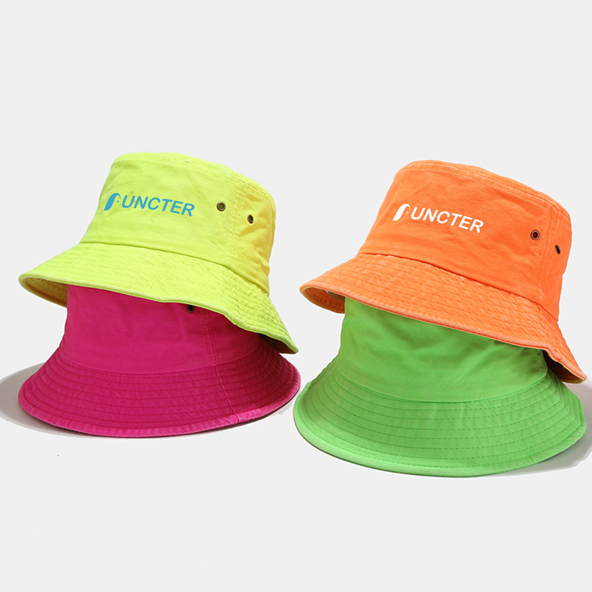 Summer Fluorescent Color Denim Bucket Hat Vacations Cap