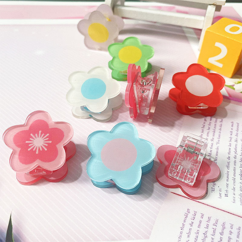 Flower Shaped Acrylic Paper Album Memo Clip Bag Binder Sealing Clip Food Bag Clamp-Two Sides Imprint
