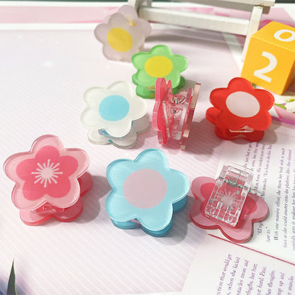 Flower Shaped Acrylic Paper Album Memo Clip Bag Binder Sealing Clip Food Bag Clamp-Two Sides Imprint
