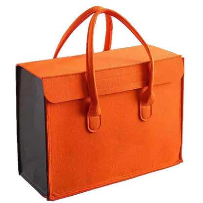 Felt Tote Bag with Lid, Custom Two-Tone Reusable Felt Handbag, 170–190 g Lightweight
