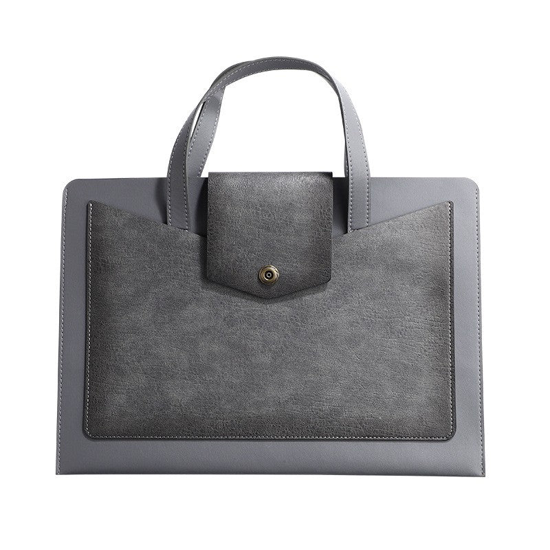 Large Capacity PU Leather Business Document Holder Bag Briefcase With Carrying Handle
