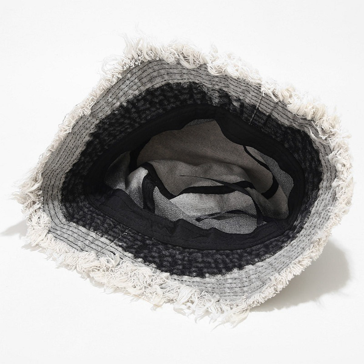 Fashion Unisex Gradient Color Denim Bucket Hat Tassel Edge Hat
