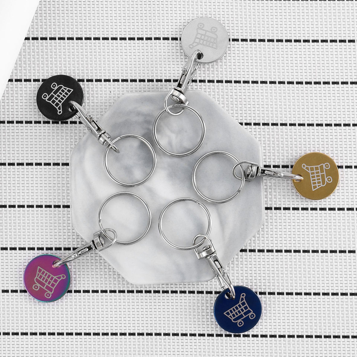 Metal Shopping Cart Trolley Tokens Keychain