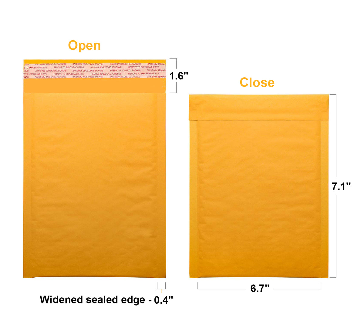 6.7 x 7.1" Kraft Bubble Mailer Self Seal Padded Envelopes for Shipping/ Packaging/ Mailing