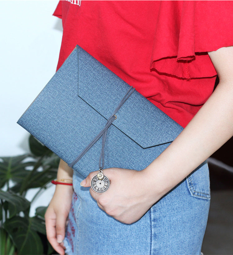 A5 PU Leather Notebook With Flap Cover Journal Business Notebook Rope Closure