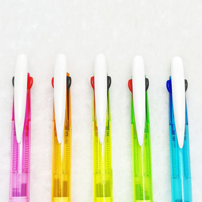 Clear Pen Barrel 4-Color Retractable Ballpoint Pen Smooth Writing