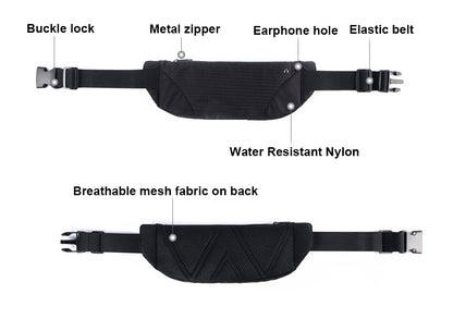 Outdoor Sports Water Resistant Nylon Fanny Pack For Running Hiking Cycling