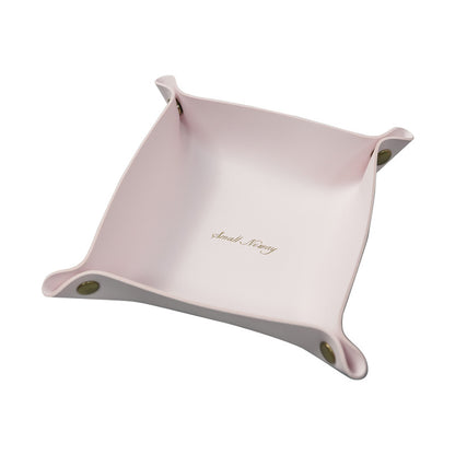 6.7'' x 6.7'' Foldable PVC Leather Desk Sundries Storage Tray