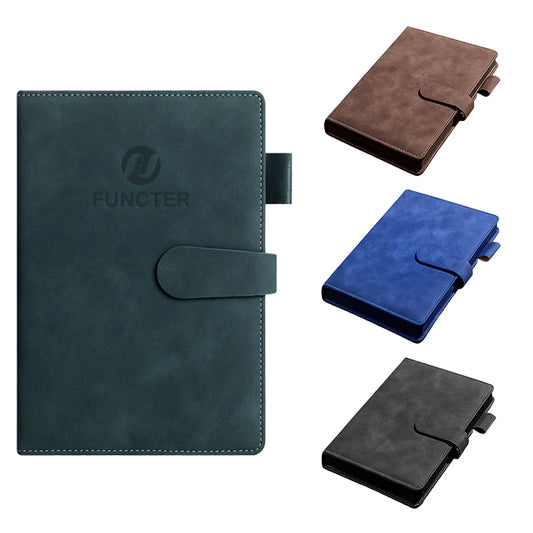A5 PU Leather Lined Notebook W/ Pen Sleeve
