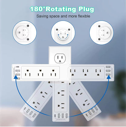 180 Degree Rotation 9 Ports 4 USB Multiple Function Wall Charger Mold#P-07PD