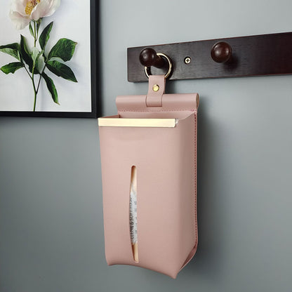 Tissues Box PU Leather Facial Paper Storage Case Rectangular Organizer Holder Decor with Hanging