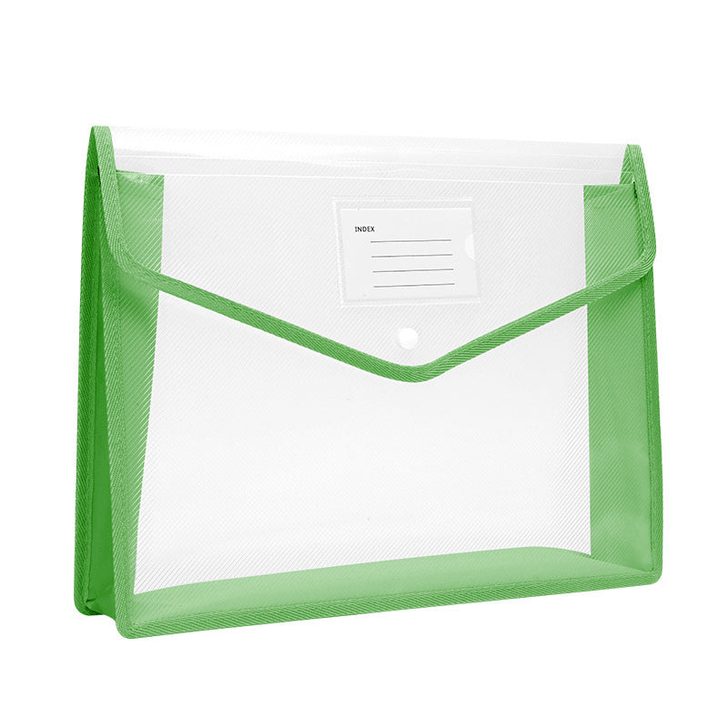 Colorful A4 Document Folder Plastic Envelope File Envelope W/ Snap Button Closure & Label Slot