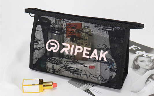 Non-waterproof Lace Toiletry Pouch Bag Mesh Makeup Bag Transparent Pouch(Large)