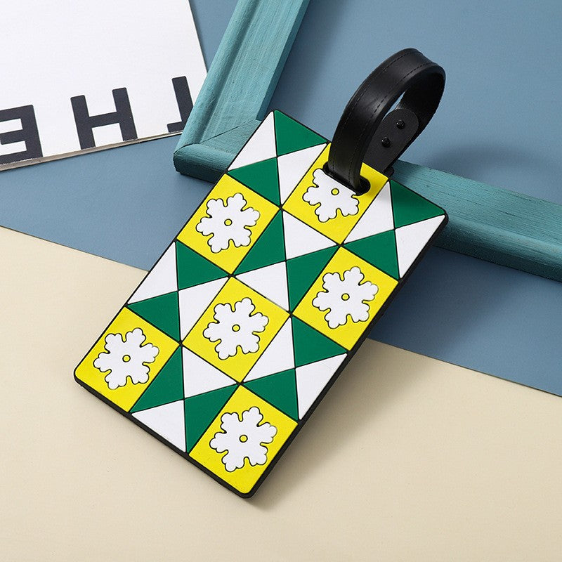 Geometric Shapes Raised 3D Soft PVC Luggage Tag For Suitcase Travel Baggage Identification
