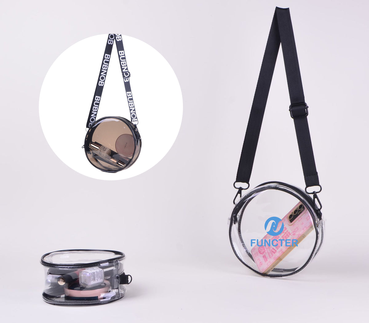 PVC Transparent Shoulder Bag Clear Bag Crossbody Bag W/Strap Stadium Approved Bag(Size M)