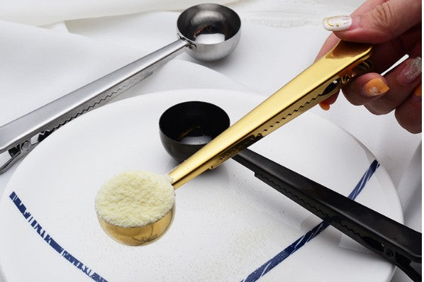 Stainless Steel Coffee Spoon w/Sealing Clip For Food Preservation