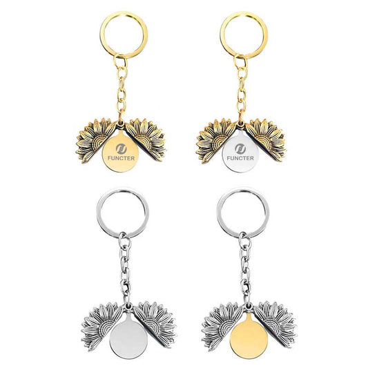 Custom Metal Sunflower Keychain