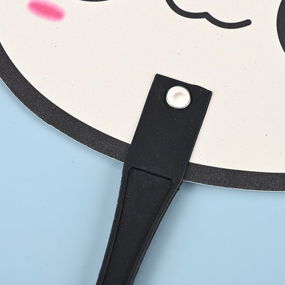 Custom Shaped Plastic Hand Held Fan W/ Handle