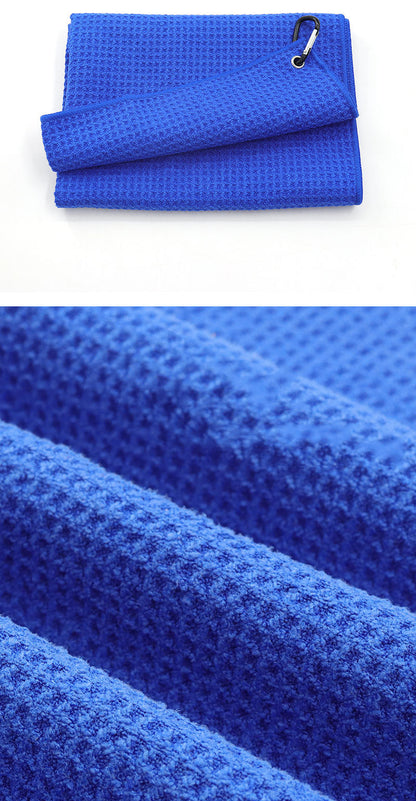 Microfiber Waffle Pattern Tri-fold Golf Towel Set Golf Club Cleaning Brush Kit