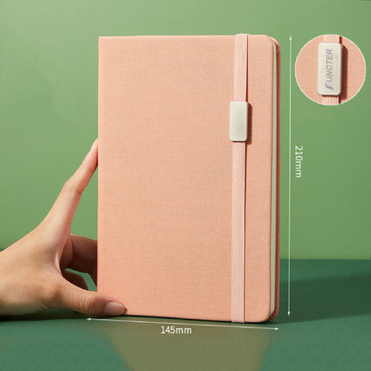 A5 Hardcover Notebook Elastic Band Journal w / Metal Label College Lined Pages