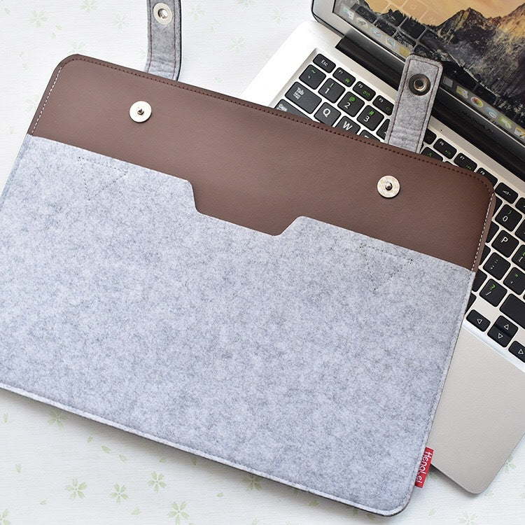 13" PU Laptop Felt Sleeve w/Double Magnetic Hasp