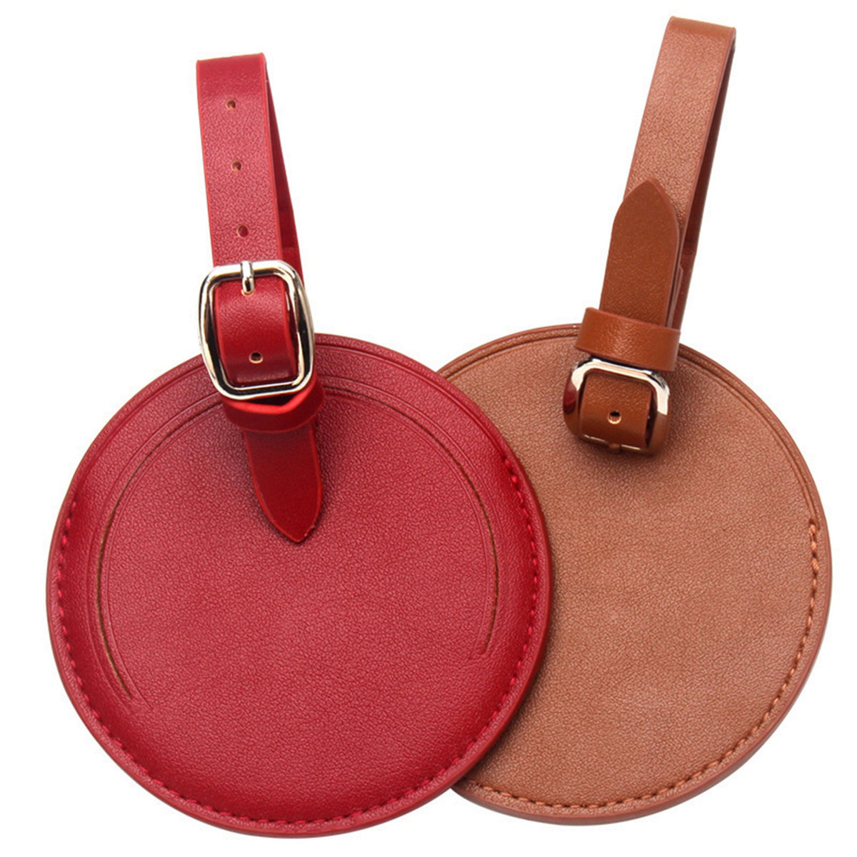 Premium PU Leather Round Luggage Tag Privacy Suitcase Tag