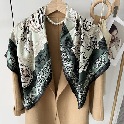 Custom 35.5" x 35.5" 100% Mulberry Silk Neck Scarf Silk Satin Wristband