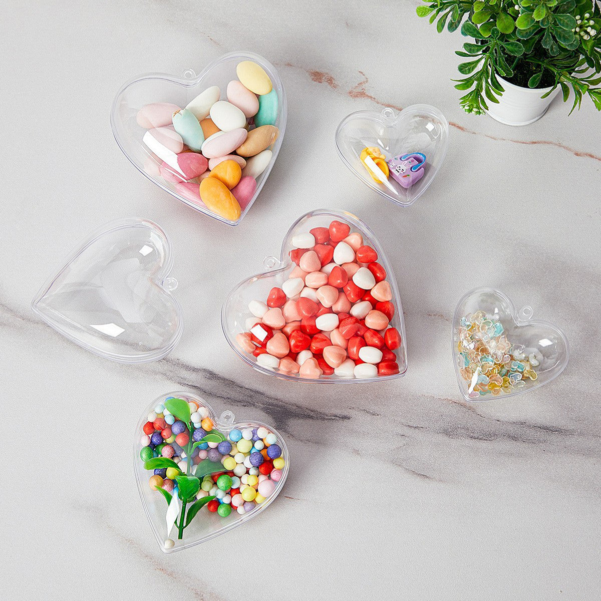 3.15" Acrylic Heart Shaped Fillable Ornaments DIY Christmas Ball
