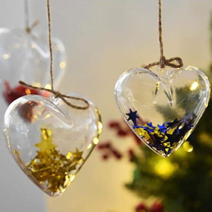 2.36" Acrylic Heart Shaped Fillable Ornaments DIY Christmas Ball