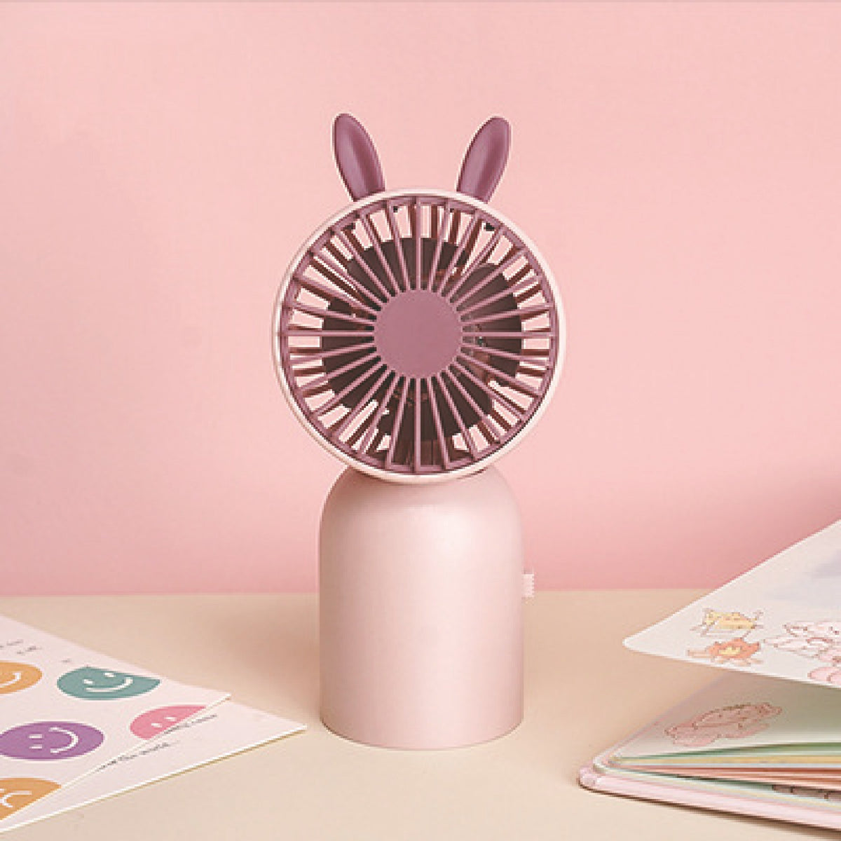 Rechargeable Mini Handheld Fan Cute Bunny Ear Fan