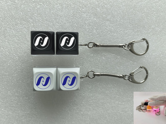 Single Color LED Light Two Key Keyboard Fidget Toys Keyboard Clicker Keychain