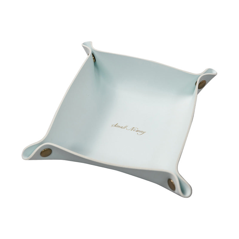 6.7'' x 6.7'' Foldable PVC Leather Desk Sundries Storage Tray
