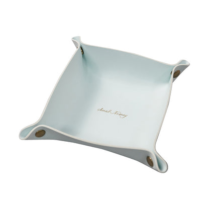 6.7'' x 6.7'' Foldable PVC Leather Desk Sundries Storage Tray