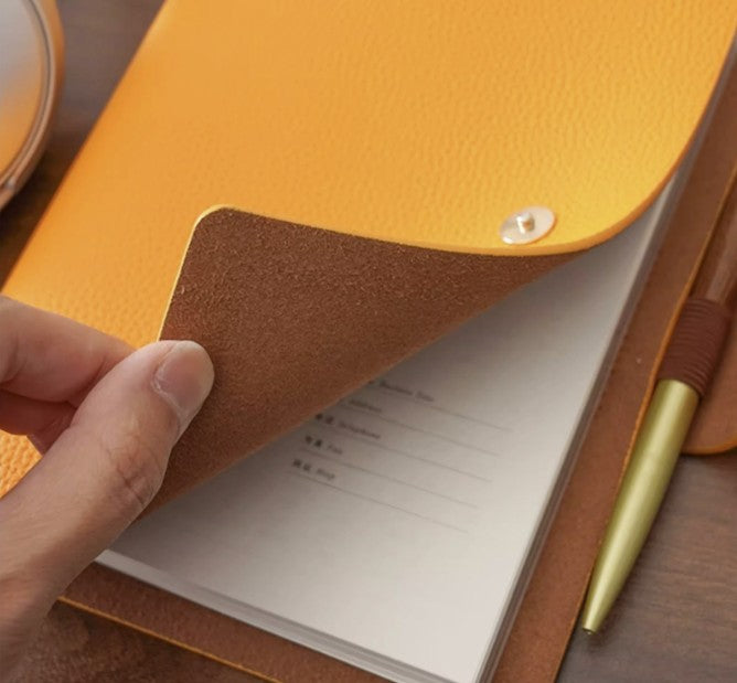 A5 Soft Lychee Texture Leather Binder Loose-leaf Notebook W/ Pen Holder