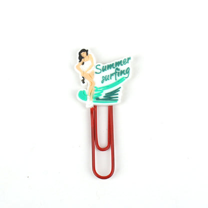 Custom Shape Bookmark Summer Surfing Paper Clip Paper Clasp