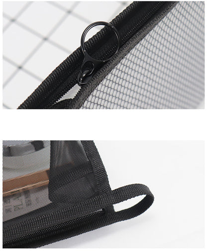 Waterproof Translucent Toiletry Pouch Bag Zipper Mesh Makeup Bag(Medium)
