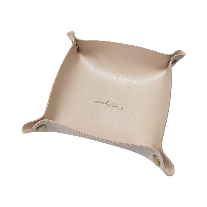 6.7'' x 6.7'' Foldable PVC Leather Desk Sundries Storage Tray
