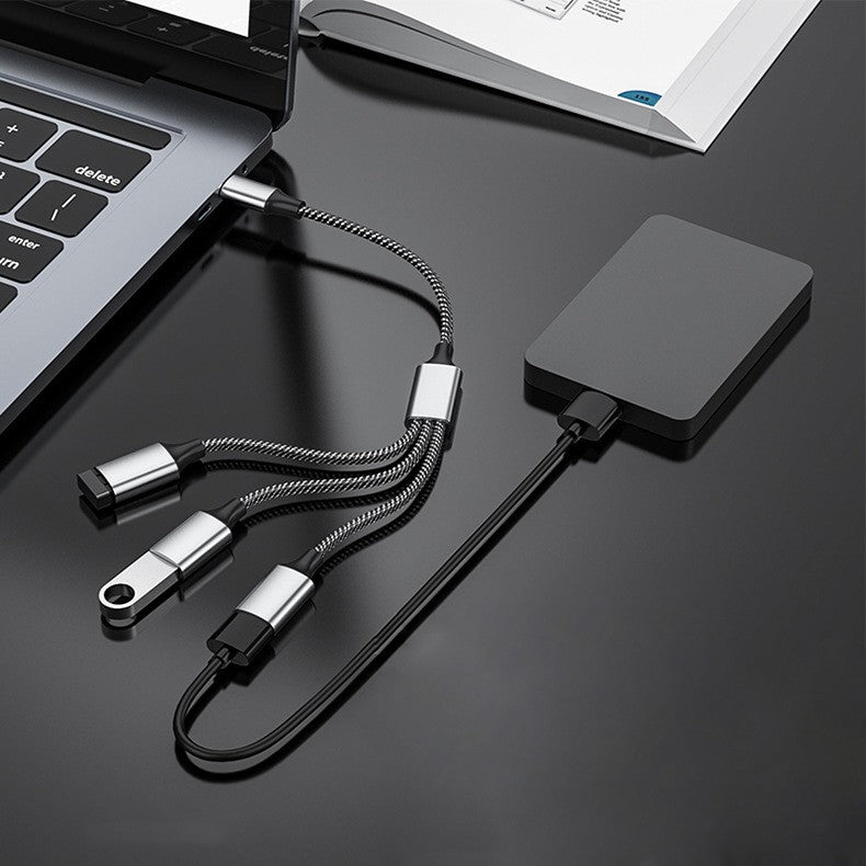3" 1 USB Splitter Cable, Portable USB Hub for Charging, Data Transfer, Laptop