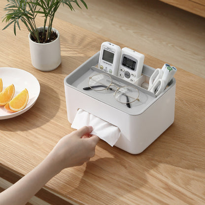 Tissue Box Organizer Cover Holder with Storage Napkin Tissue Box Holder with Remote Control