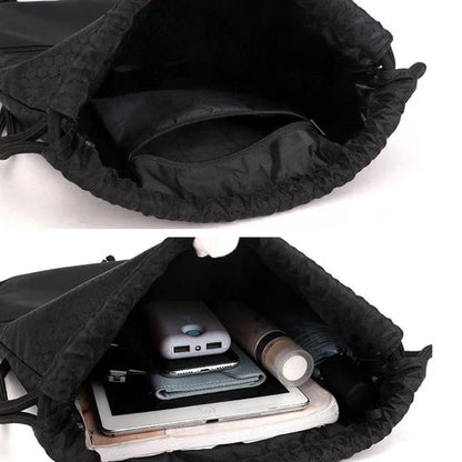 Waterproof Draw String Back Sack with Zip Pocket- Size L