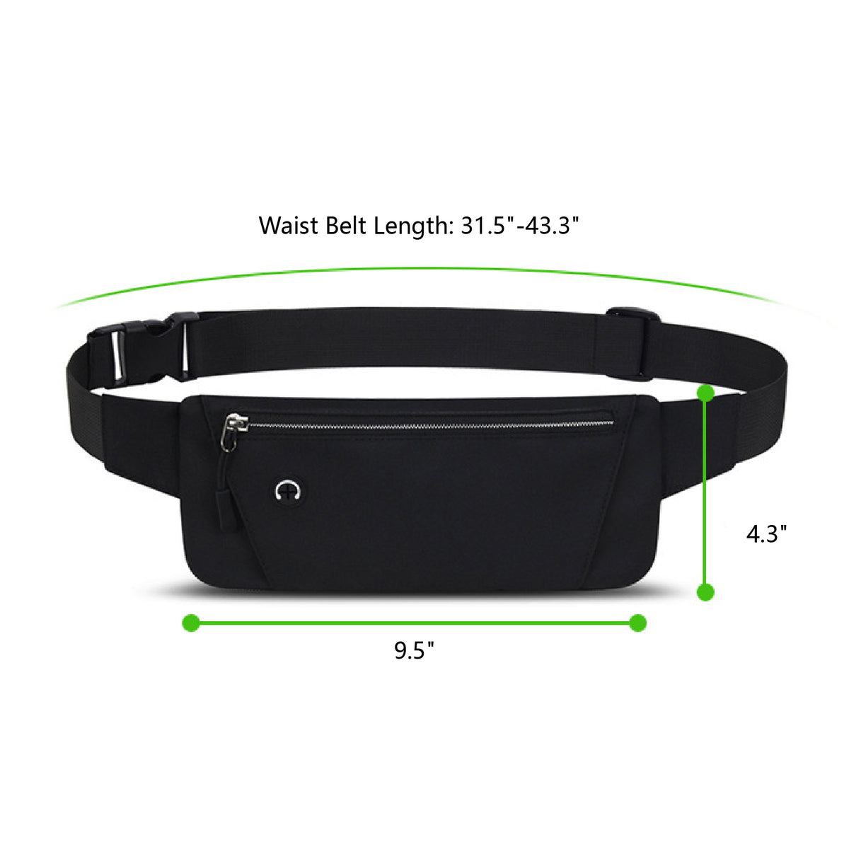 Waterproof Waist Pouch Slim Belt Bag Waistband Bag with Earphone Hole