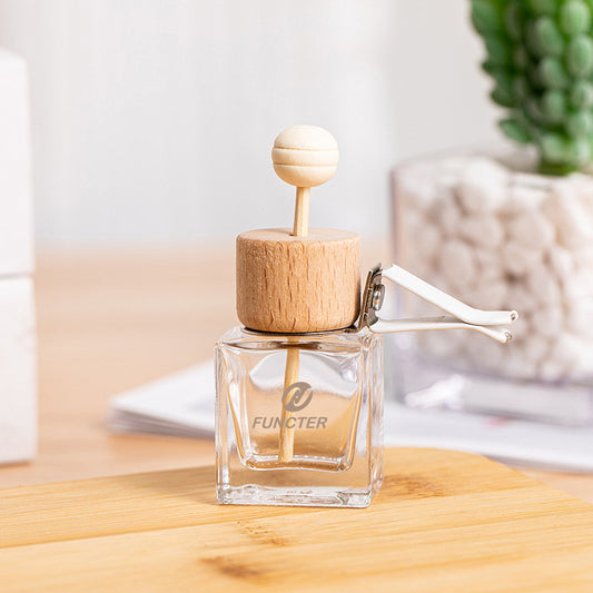 0.3 oz. Crystal Flat Square Shape Car Air Vent Perfume Bottle, Luxury Fragrance All The Way With