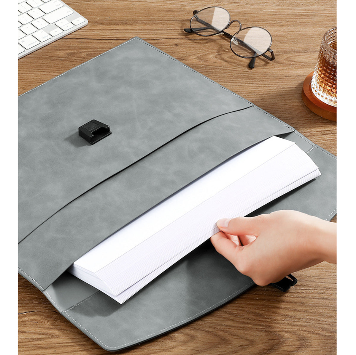 PU Leather A4 Business Document Bag File Envelope
