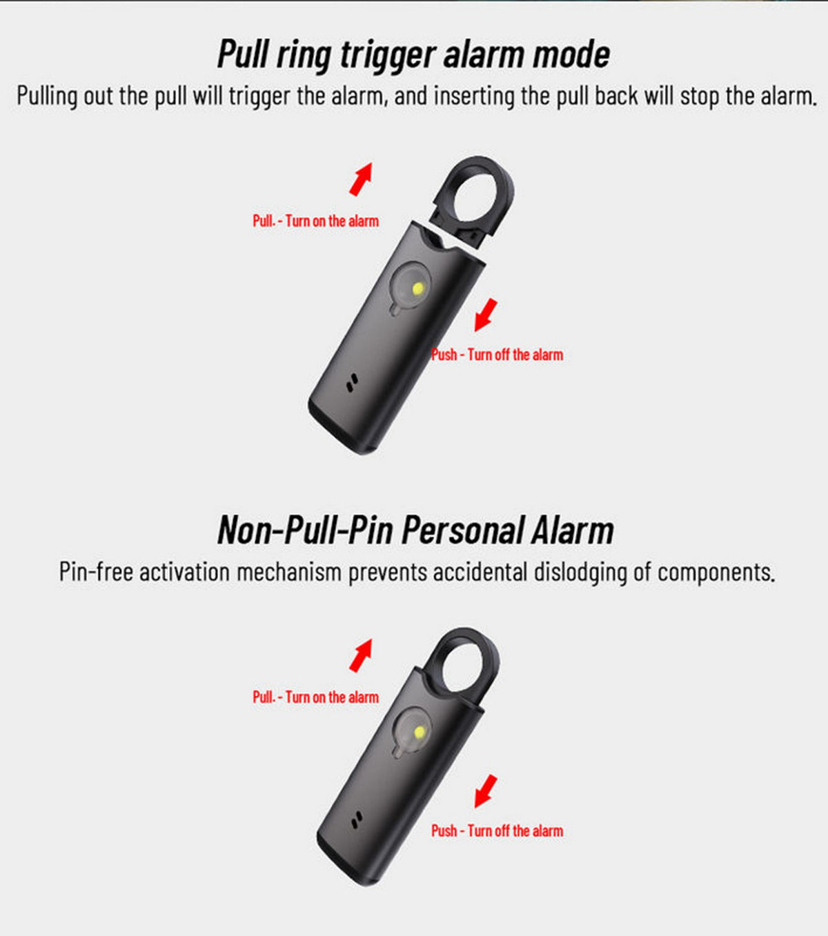 Rechargeable Personal Safety Alarm Self-defense Keychain