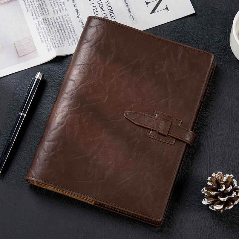 A5 Soft Leather Binder Notebook W/ Pen Holder