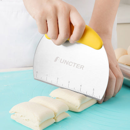 Multifunctional Stainless Steel Dough Pastry Scraper & Chopper Pizza Cutter With Measuring Markings