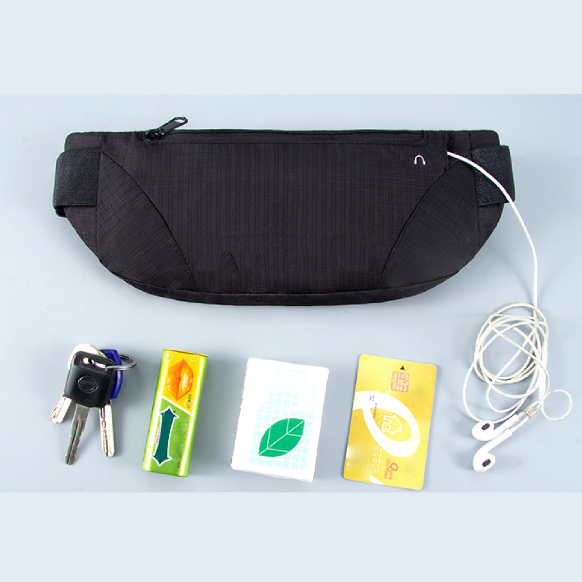 Sport Waist Pouch Slim Belt Bag Waistband Bag with Earphone Hole Water Resistant Waist Pouch